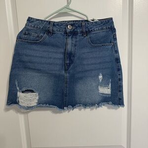 Forever 21 Denim Distressed Mini Skirt